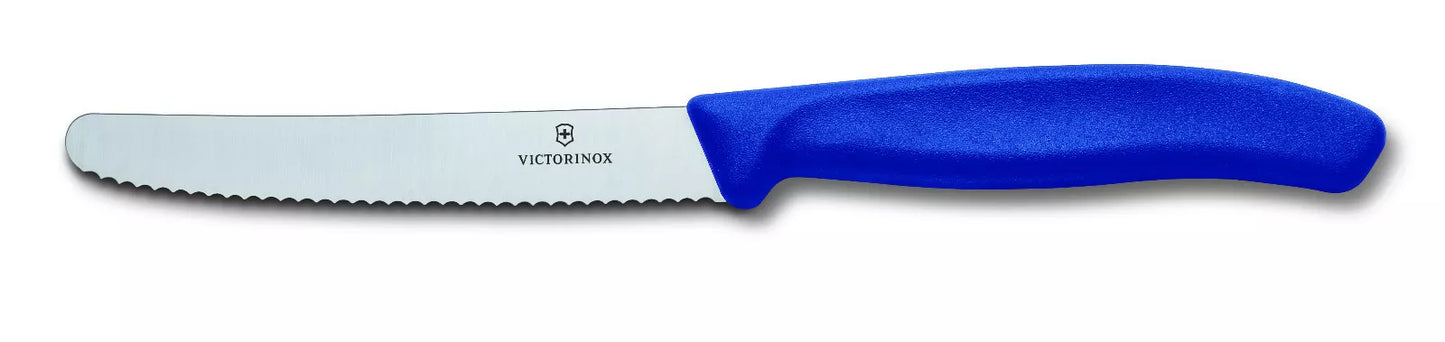 6 x VICTORINOX SERRATED PISTOL GRIP STEAK TOMATO SAUSAGE KNIFE COLOURFUL 11CM